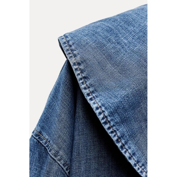 Zara Trf Denim Shirt With Bib Collar - S - Picture 8 of 12